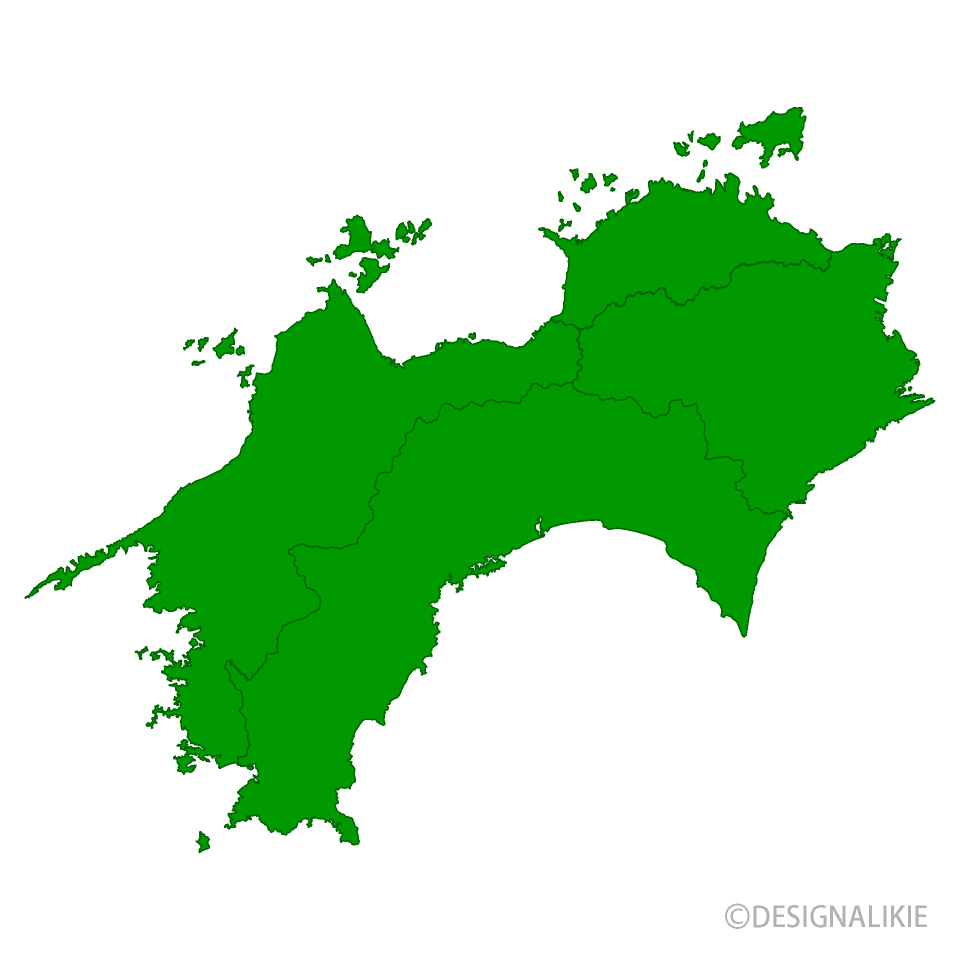 四国地方地図イラストのフリー素材 イラストイメージ