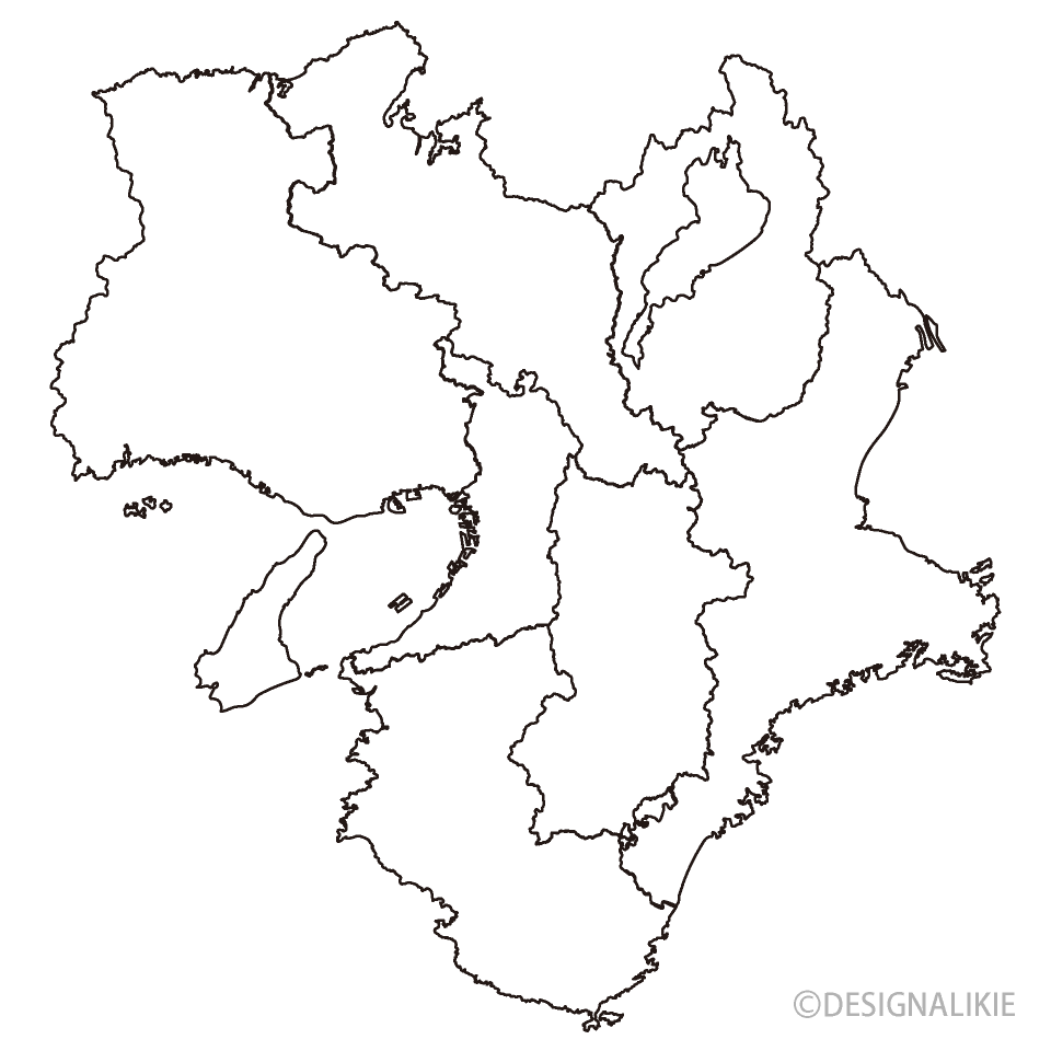 近畿地方の白黒地図の無料イラスト素材 イラストイメージ