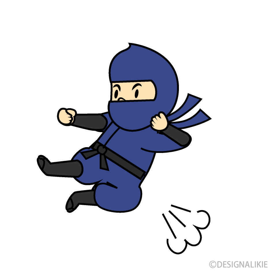 飛び蹴りする忍者イラストのフリー素材 イラストイメージ