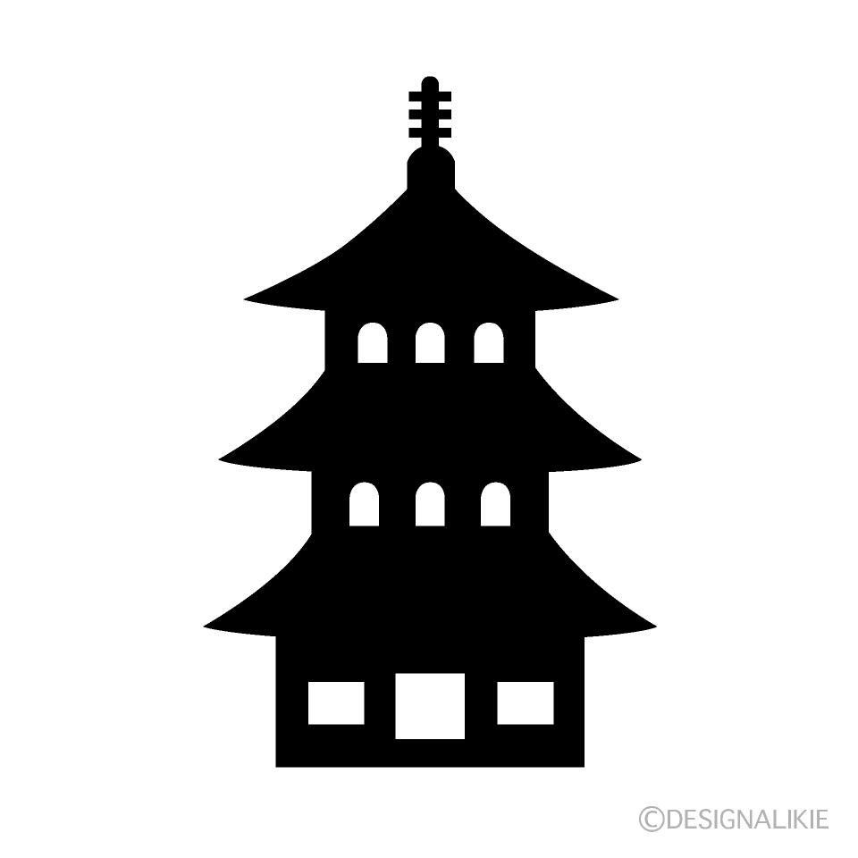三重塔の寺マークイラストのフリー素材 イラストイメージ