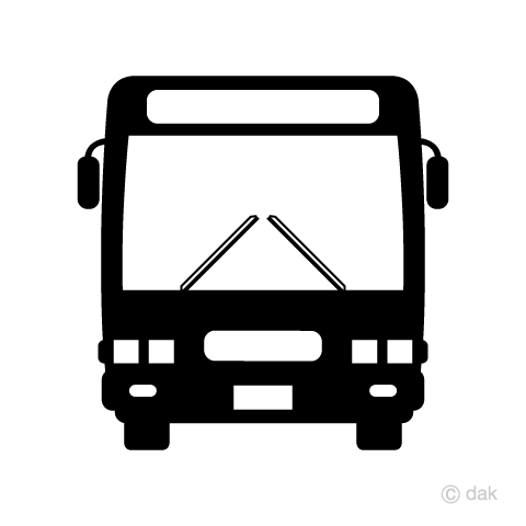 バスの正面シルエットイラストのフリー素材 イラストイメージ