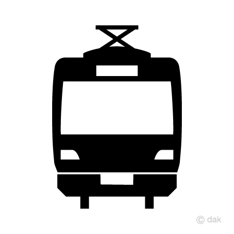 正面の電車シルエットの無料イラスト素材 イラストイメージ