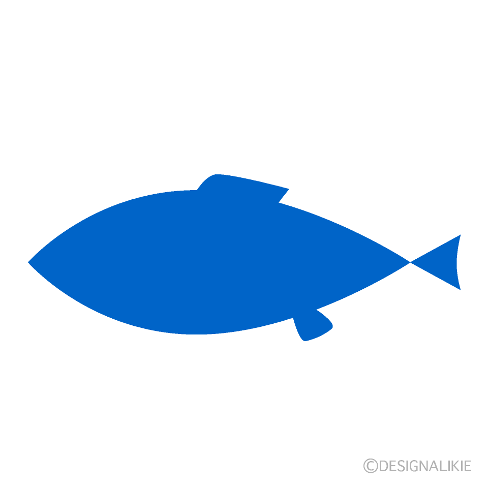 青色シルエットの魚の無料イラスト素材 イラストイメージ