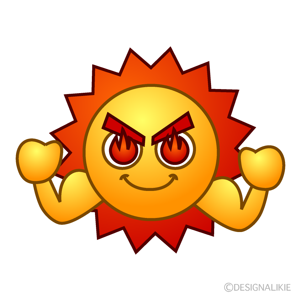 猛暑の太陽イラストのフリー素材 イラストイメージ