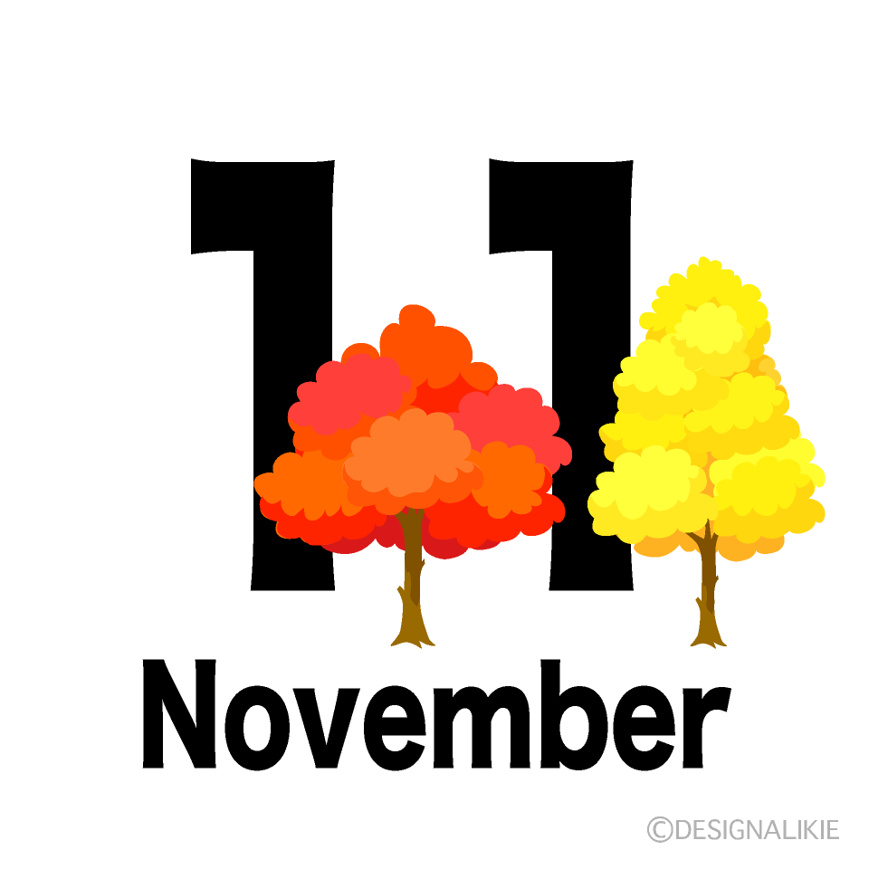 11月 紅葉した木 イラストのフリー素材 イラストイメージ