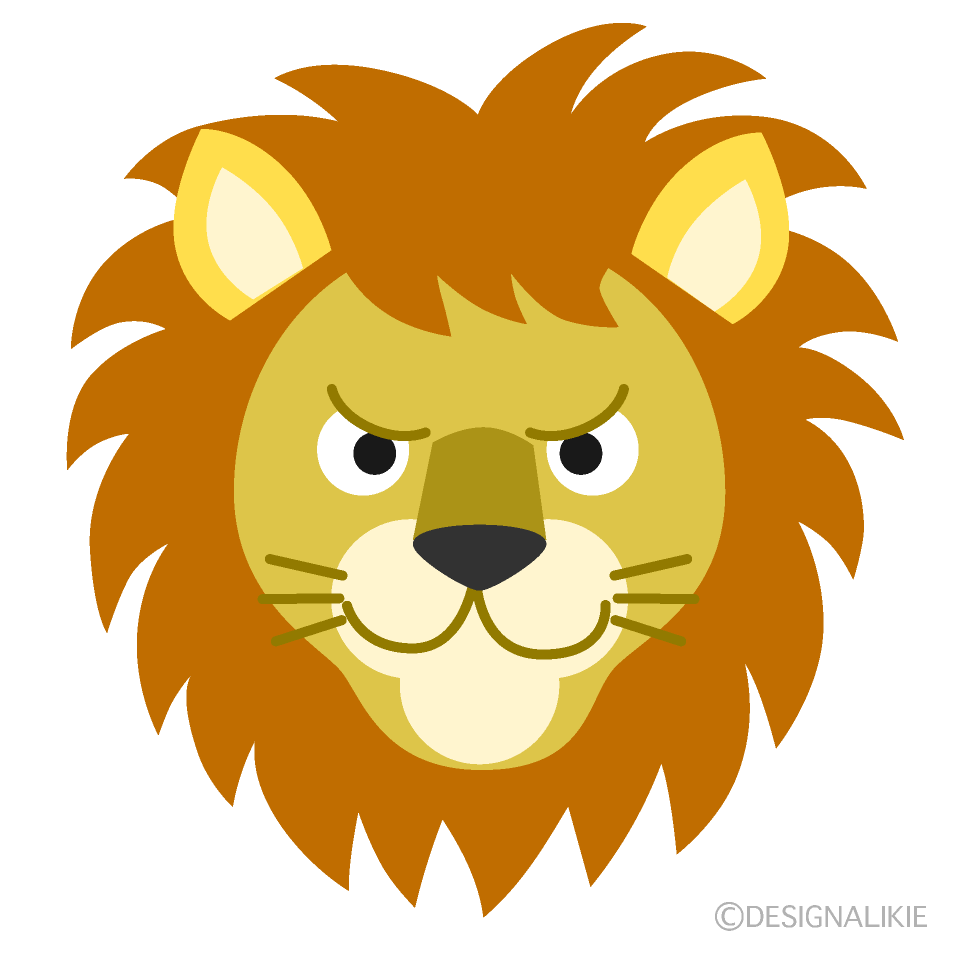 かわいいライオンの顔の無料イラスト素材 イラストイメージ