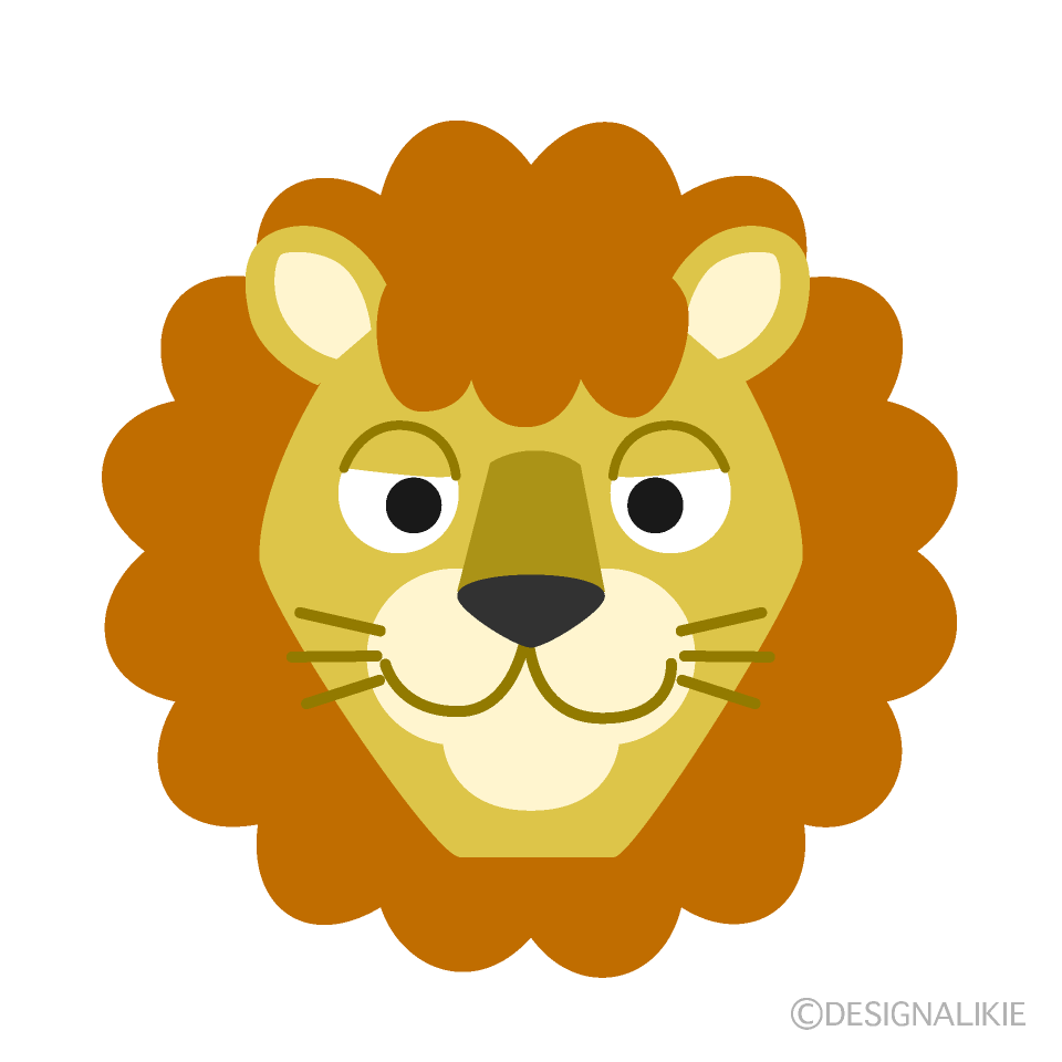 優しいライオンの顔イラストのフリー素材 イラストイメージ