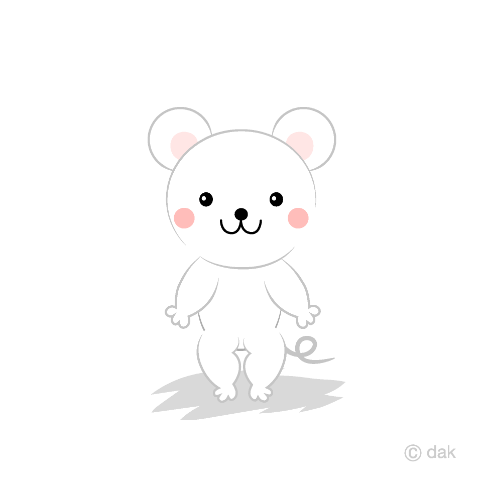 白ネズミキャラクターの無料イラスト素材 イラストイメージ