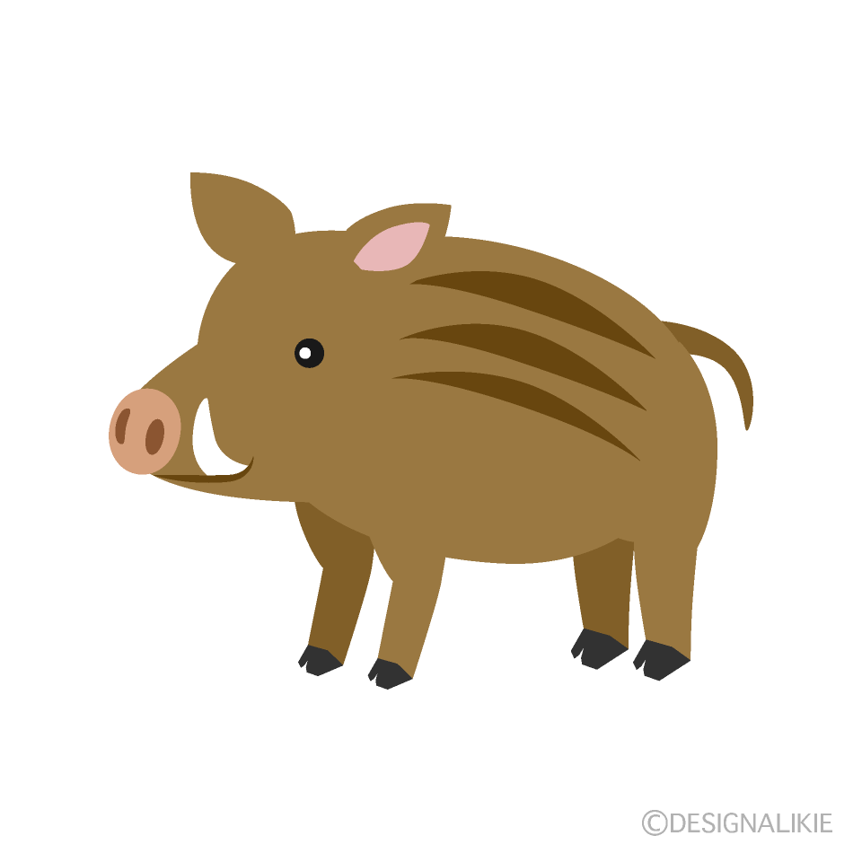 猪の親子の無料イラスト素材 イラストイメージ