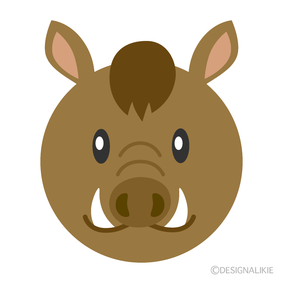 猪キャラクターの顔の無料イラスト素材 イラストイメージ