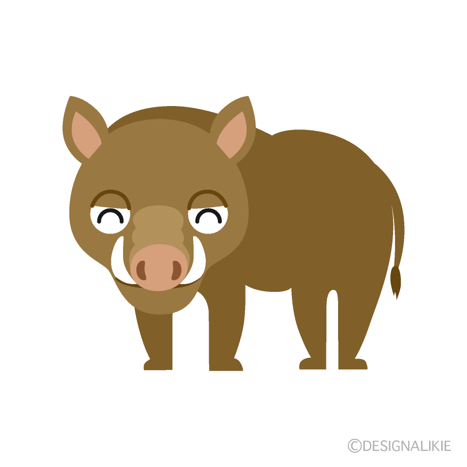 笑顔の猪イラストのフリー素材 イラストイメージ