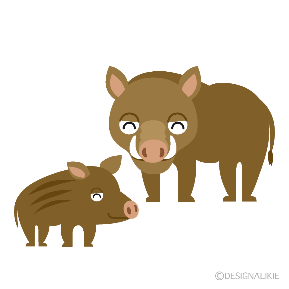 猪の親子の無料イラスト素材 イラストイメージ