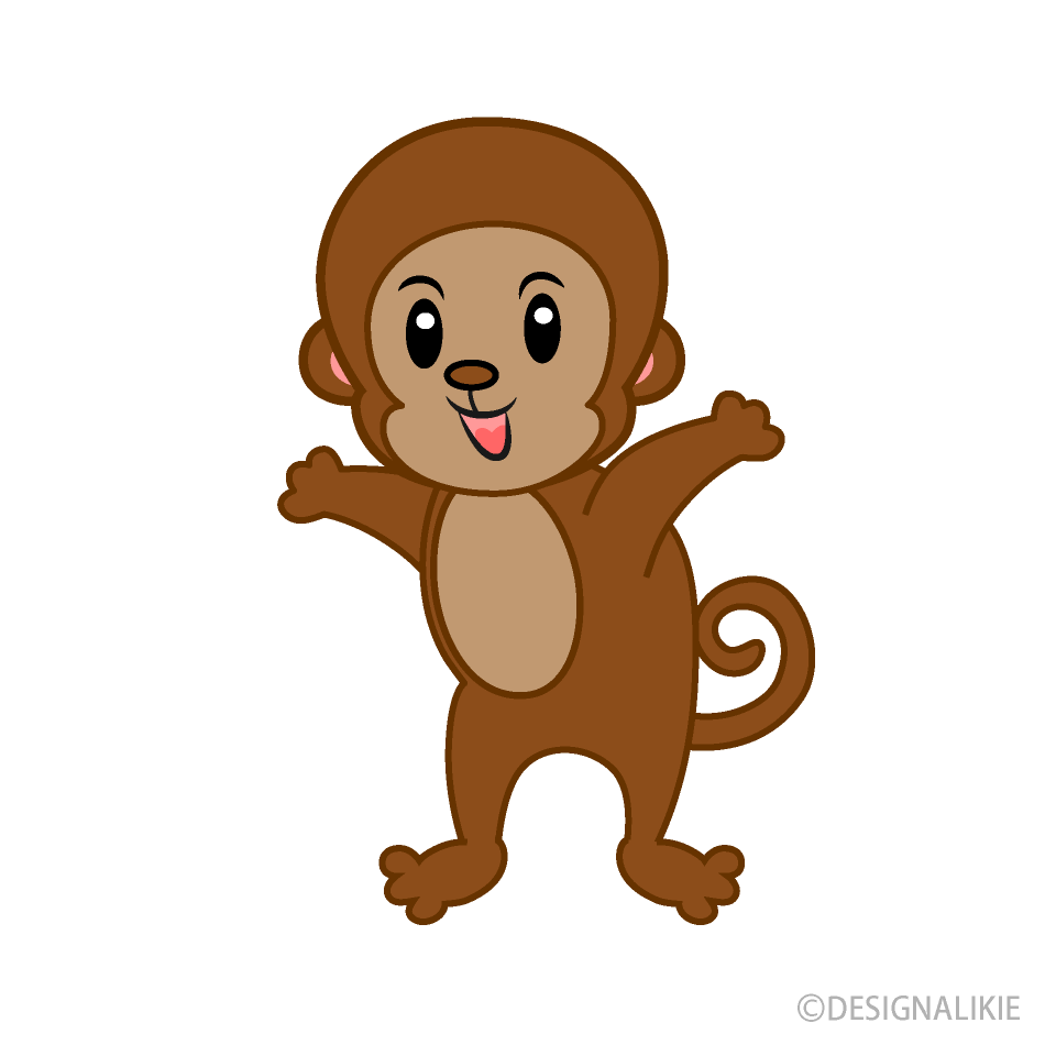 楽しそうな猿キャラクターの無料イラスト素材 イラストイメージ