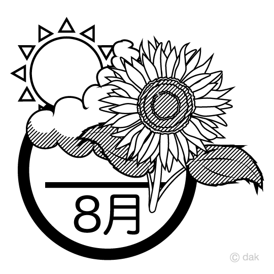 Japan Image 8月 イラスト 白黒