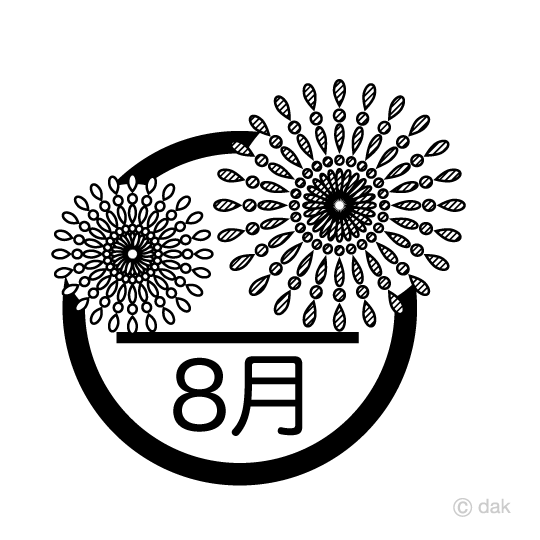 Japan Image 8月 イラスト 白黒