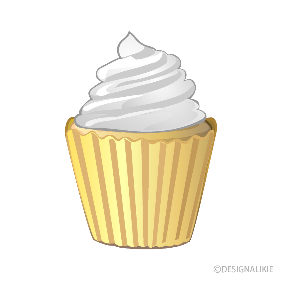 ホイップクリームのカップケーキイラストのフリー素材 イラストイメージ