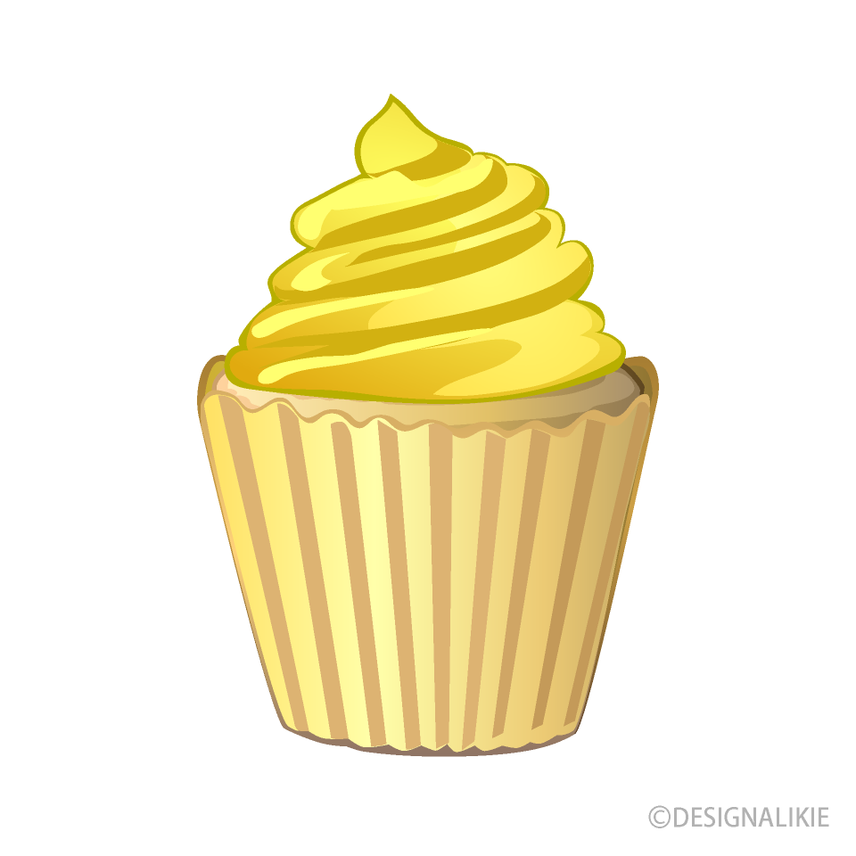 レモンクリームのカップケーキイラストのフリー素材 イラストイメージ