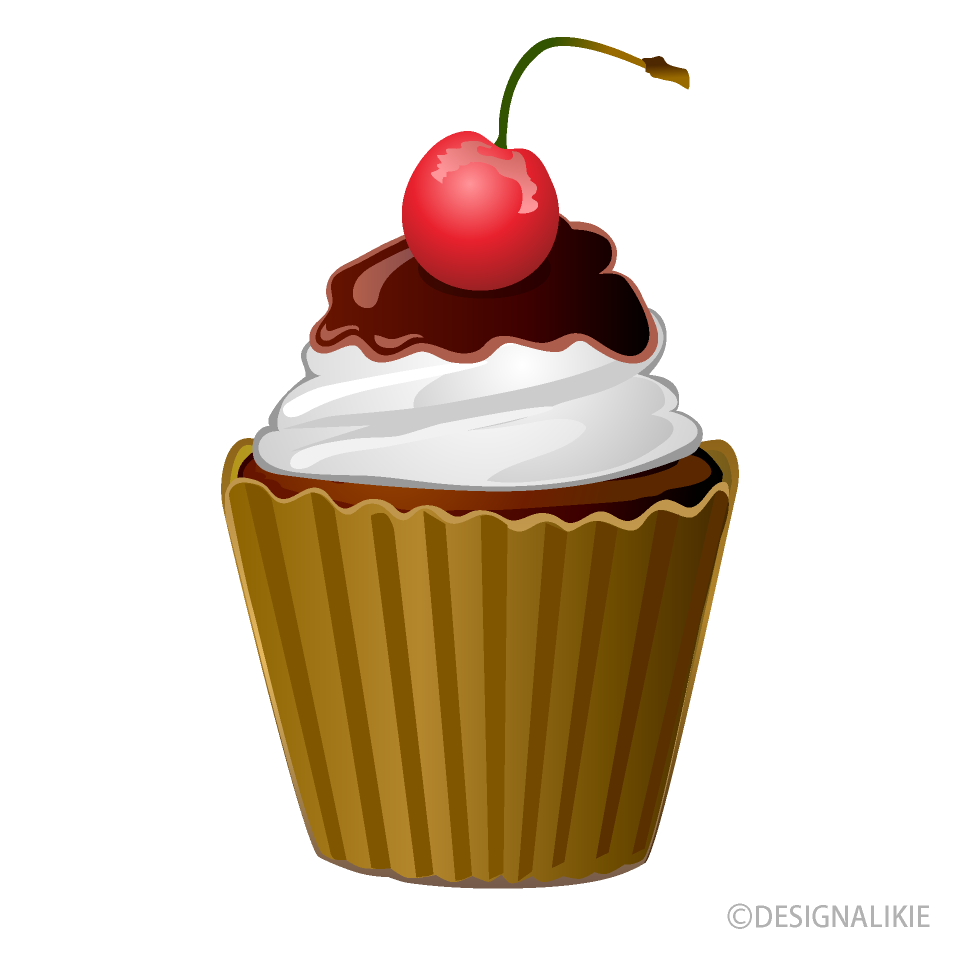 サクランボのカップケーキの無料イラスト素材 イラストイメージ