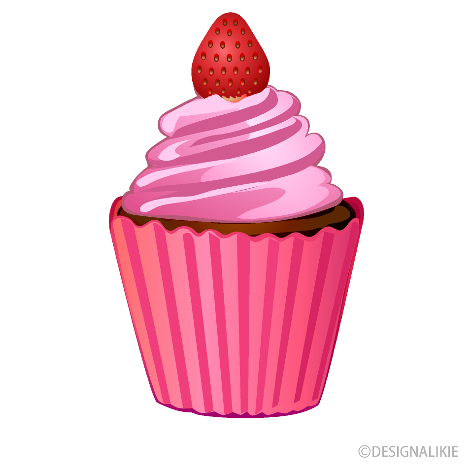 ストロベリーカップケーキイラストのフリー素材 イラストイメージ