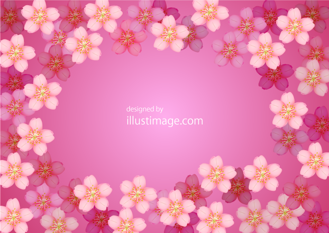敷き詰められた桜の花フレームイラストのフリー素材 イラストイメージ