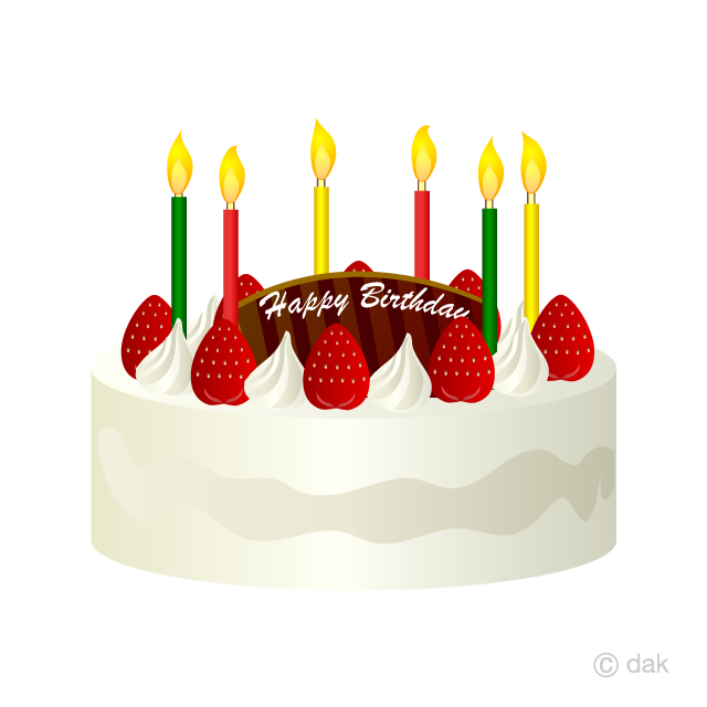 イチゴの誕生日ケーキイラストのフリー素材 イラストイメージ