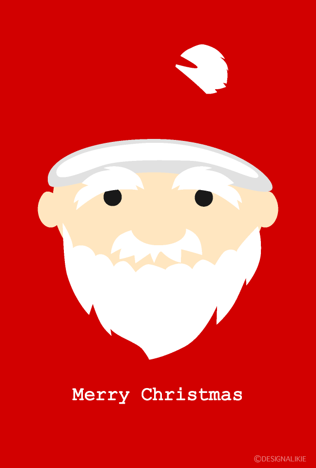 可愛いサンタクロースの顔のクリスマスカードの無料イラスト素材 イラストイメージ
