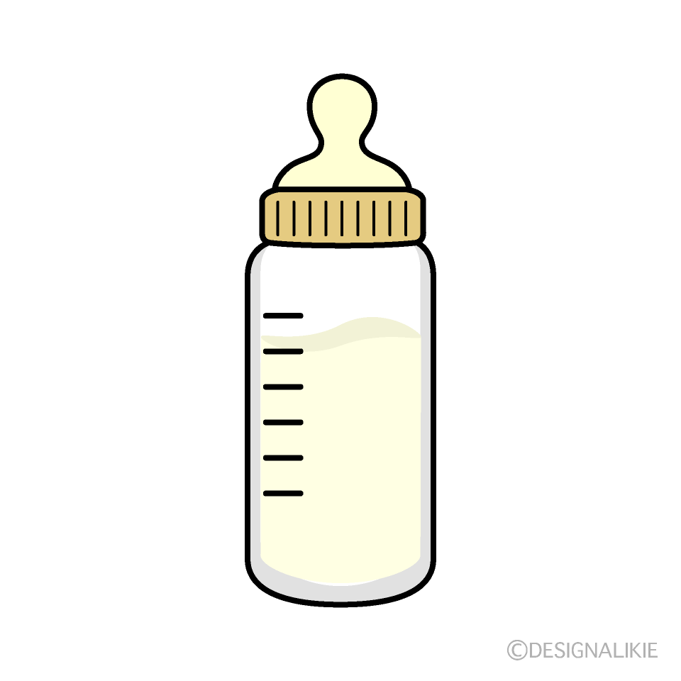 ミルクの入った哺乳瓶の無料イラスト素材 イラストイメージ