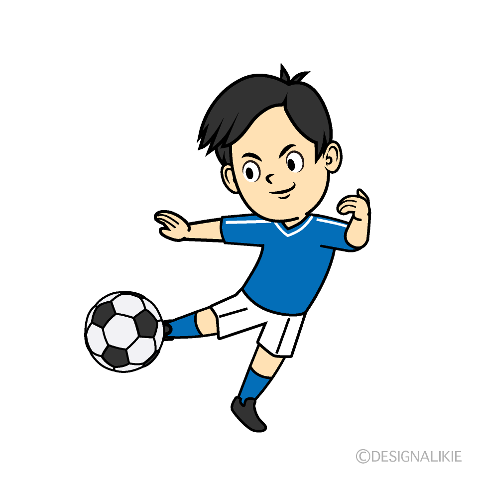 ボレーシュートするサッカー少年の無料イラスト素材 イラストイメージ