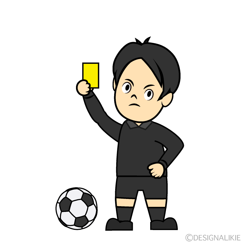 イエローカードを出すサッカー審判の無料イラスト素材 イラストイメージ