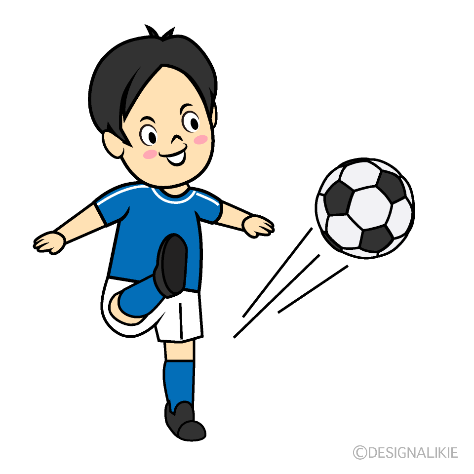 ボールを蹴るサッカー選手の無料イラスト素材 イラストイメージ