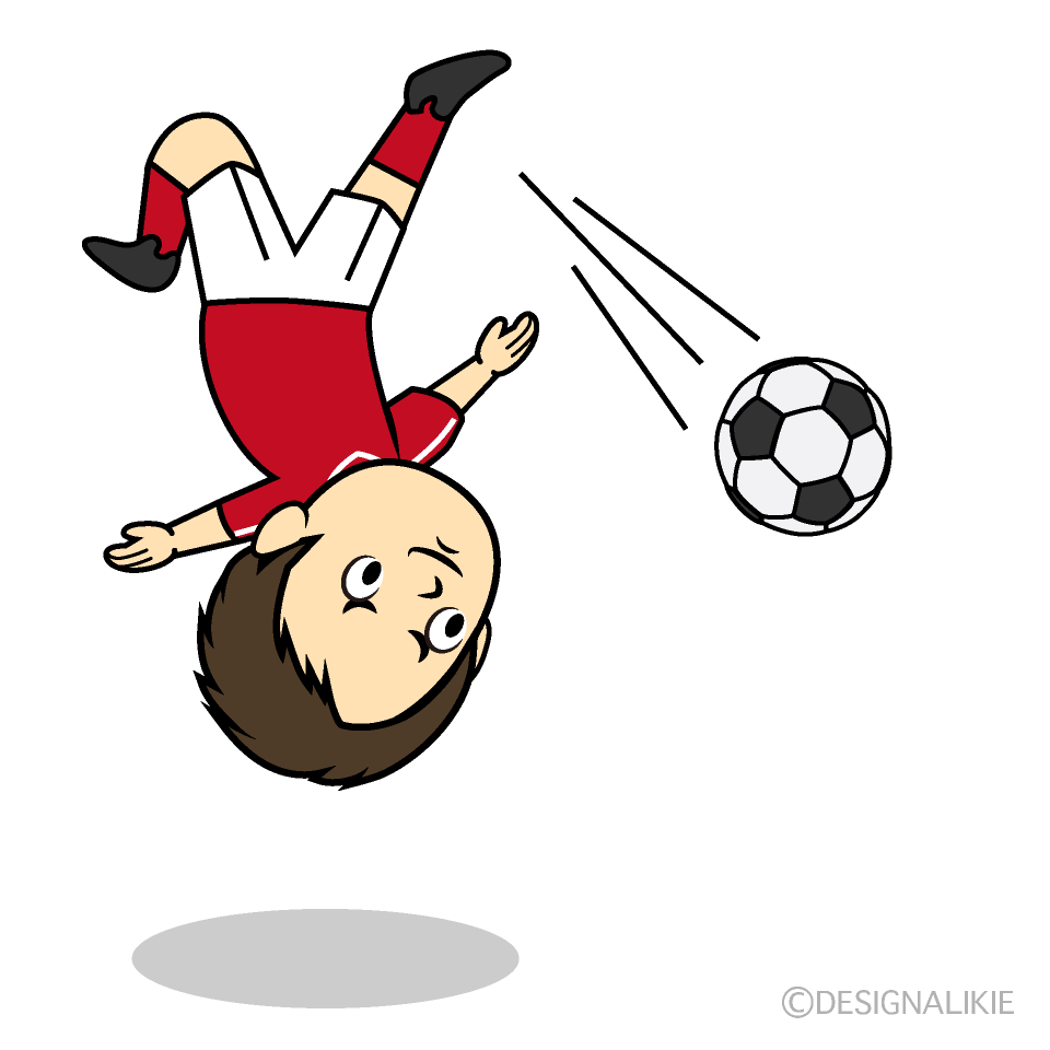 オーバーヘッドするサッカー選手イラストのフリー素材 イラストイメージ