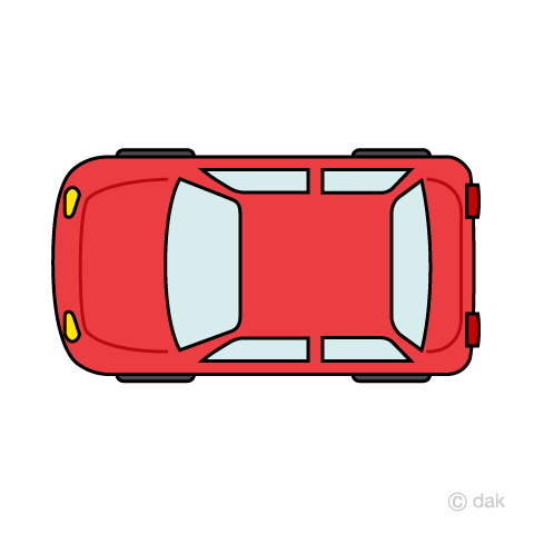 上から見た赤い自動車