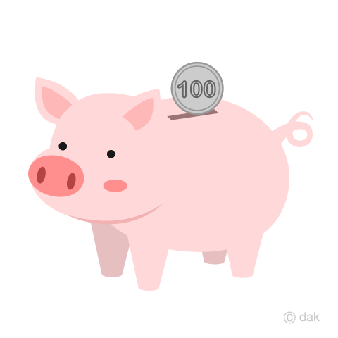 可愛い豚の貯金箱イラストのフリー素材 イラストイメージ