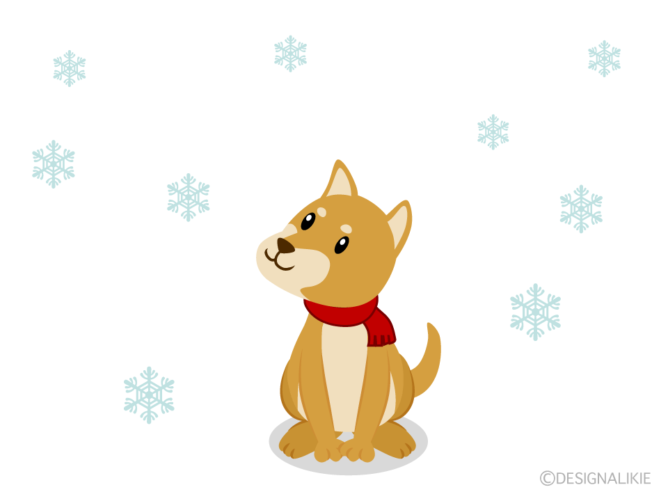 雪と犬イラストのフリー素材 イラストイメージ