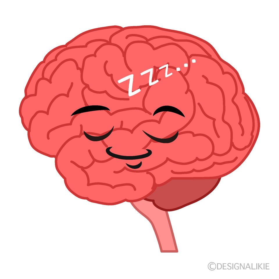 睡眠する脳イラストのフリー素材 イラストイメージ