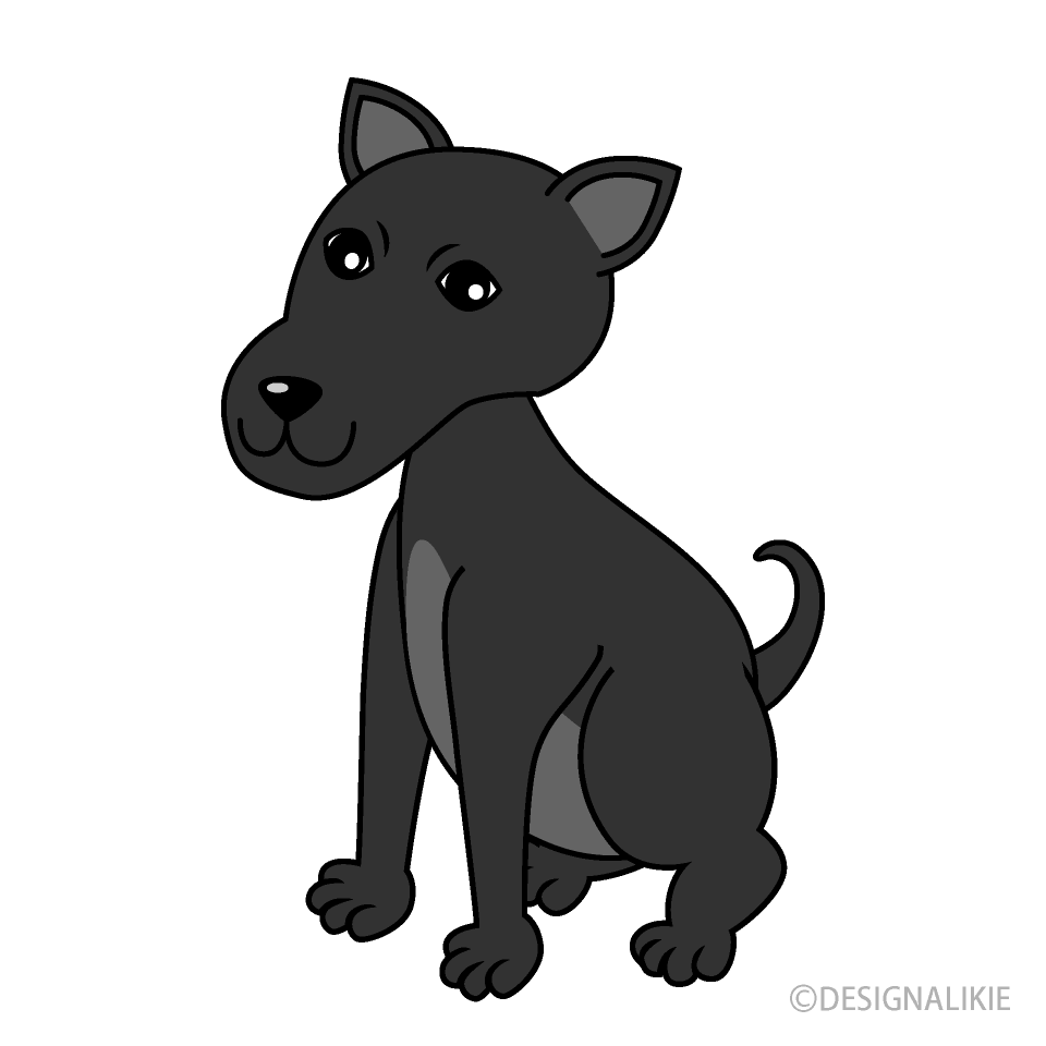 黒い犬イラストのフリー素材 イラストイメージ