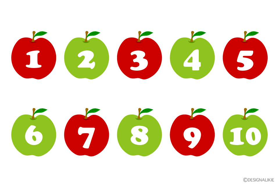 リンゴと数字イラストのフリー素材 イラストイメージ