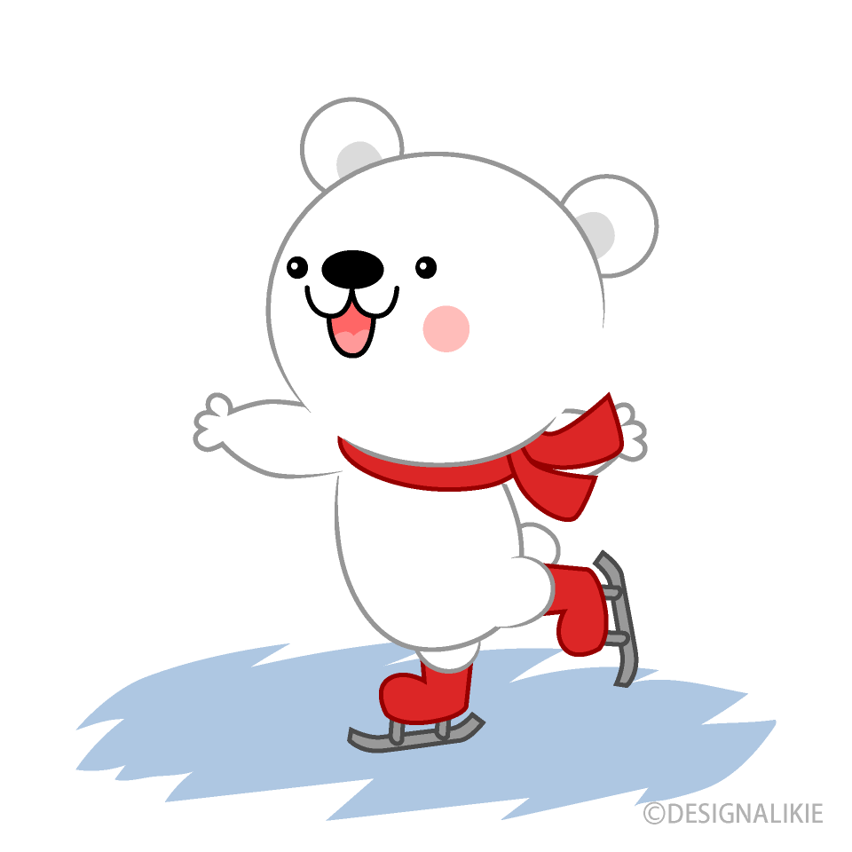 スケートする可愛いシロクマ