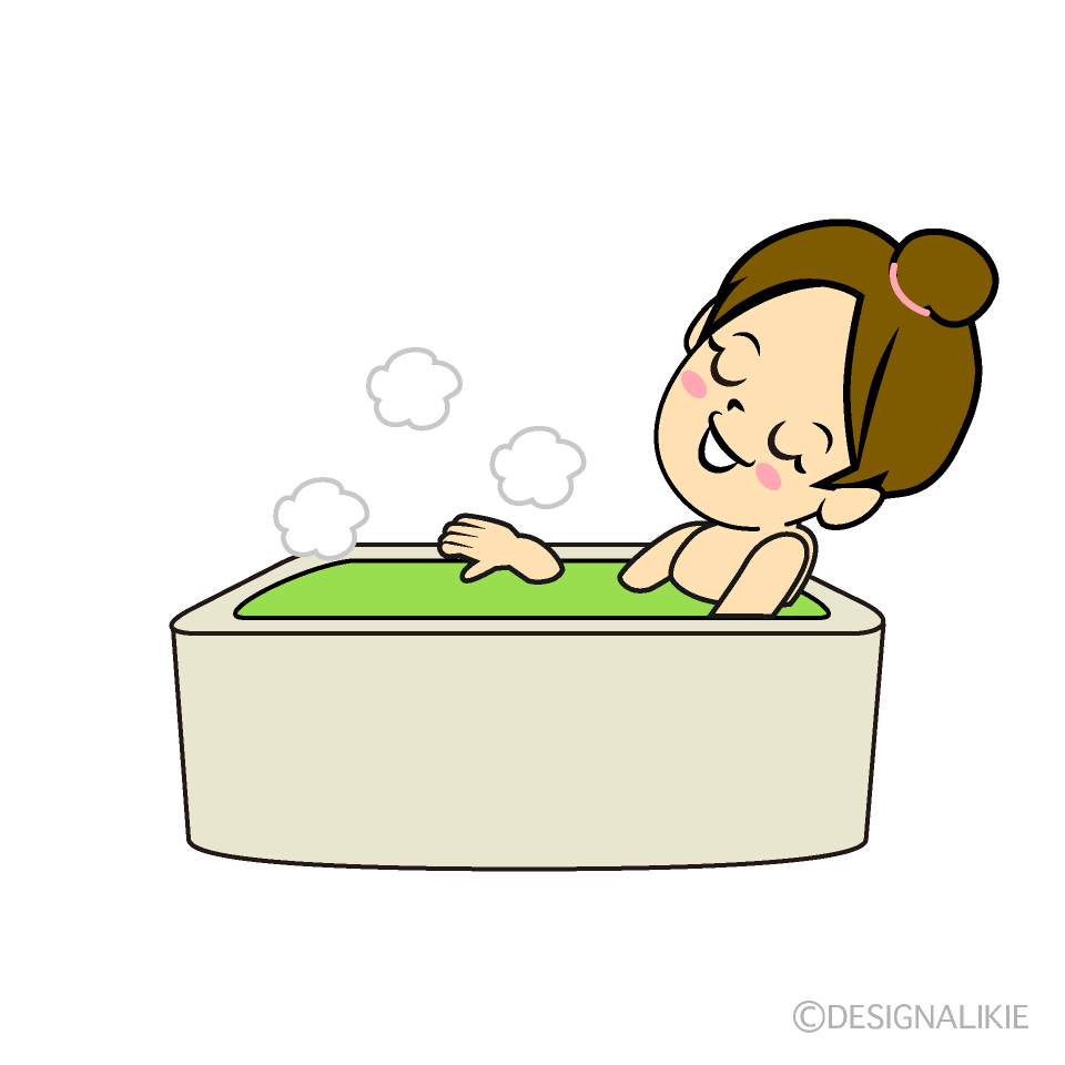 お風呂でリラックスする女性イラストのフリー素材 イラストイメージ