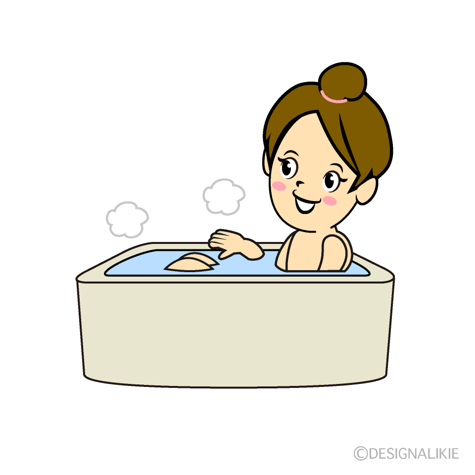 お風呂に入る女の人イラストのフリー素材 イラストイメージ