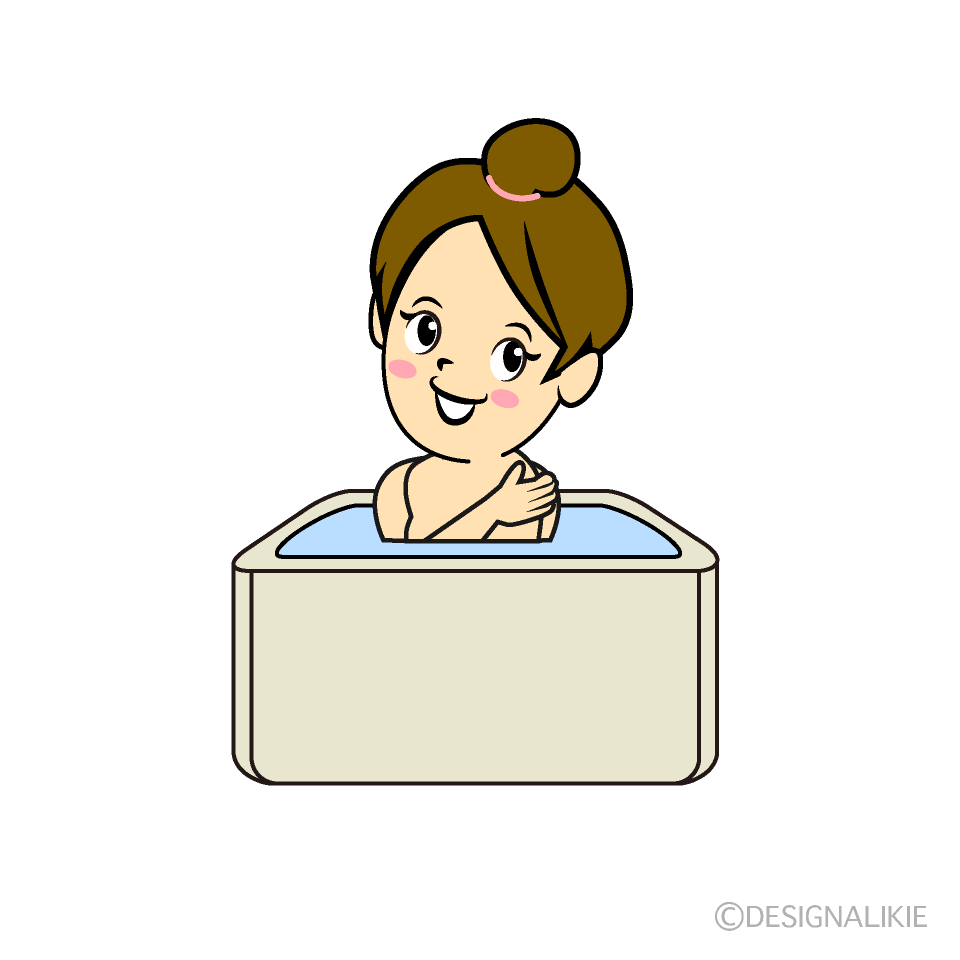 入浴中の女性イラストのフリー素材 イラストイメージ