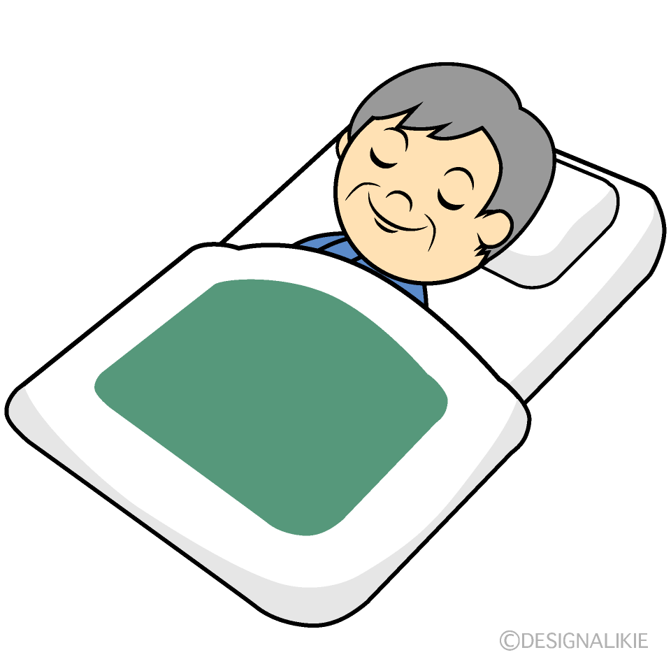 寝る年配男性イラストのフリー素材 イラストイメージ