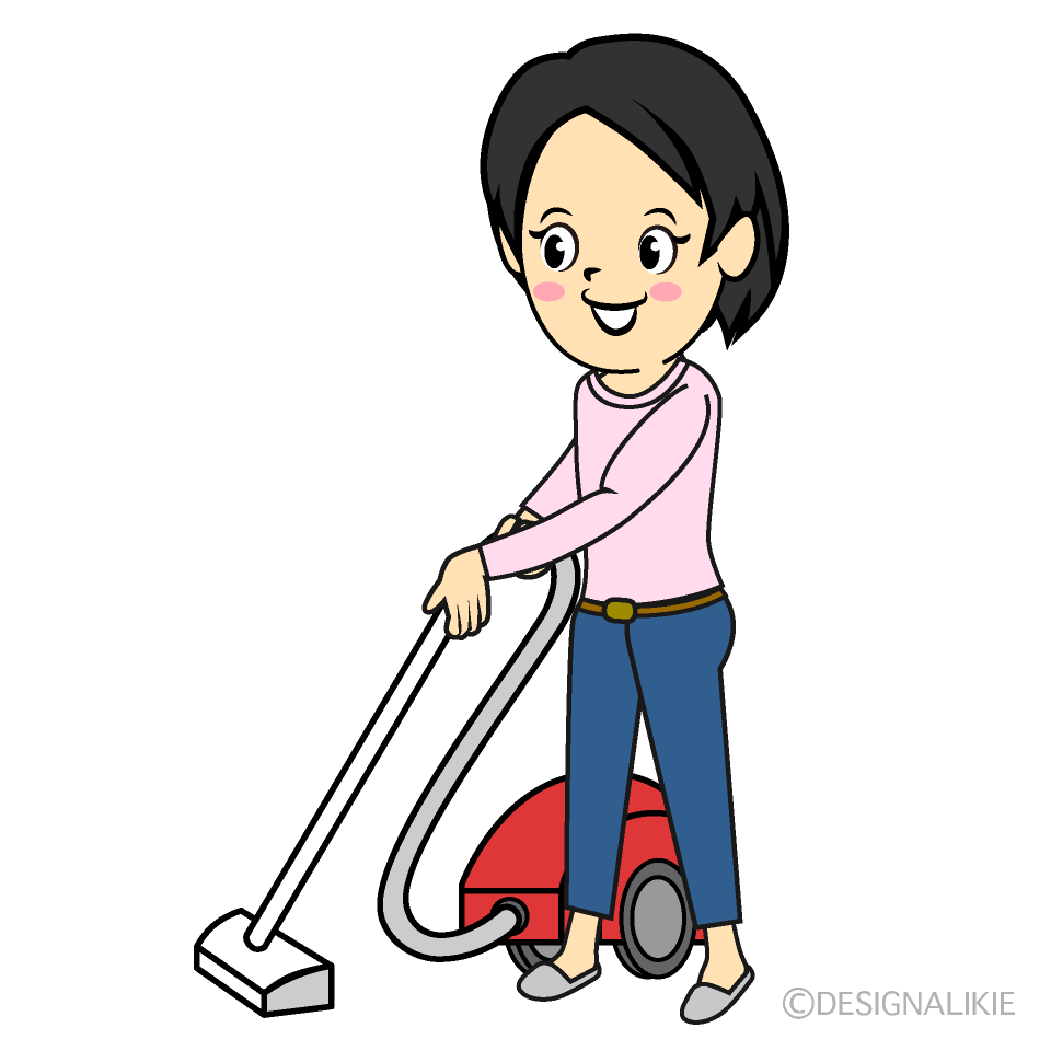 掃除機をかける女性の無料イラスト素材 イラストイメージ