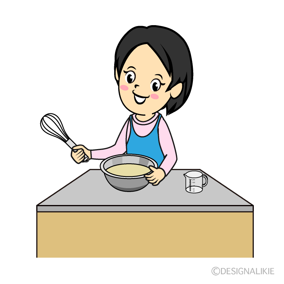 お菓子を作る女性イラストのフリー素材 イラストイメージ