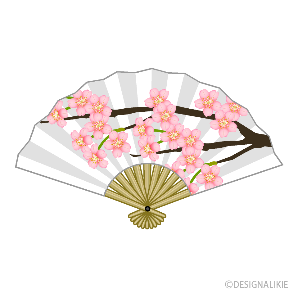 桜の花の扇子の無料イラスト素材 イラストイメージ