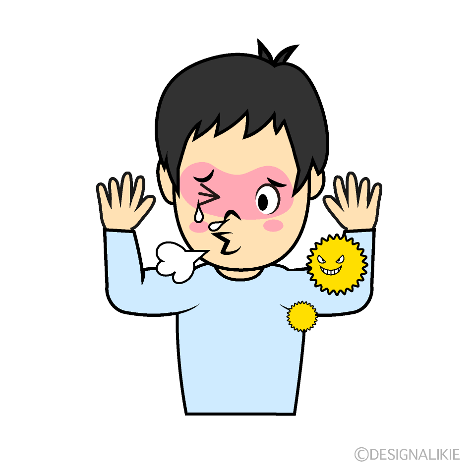 花粉症の男の子の無料イラスト素材 イラストイメージ