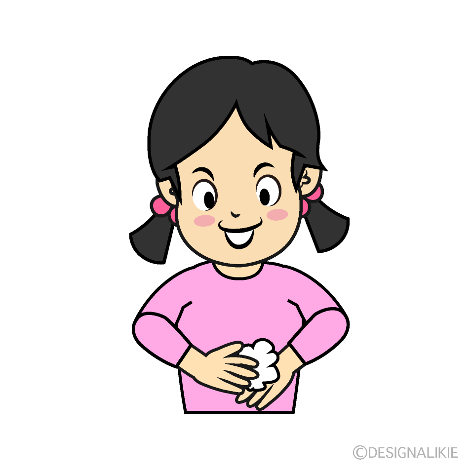 手洗いする女の子イラストのフリー素材 イラストイメージ