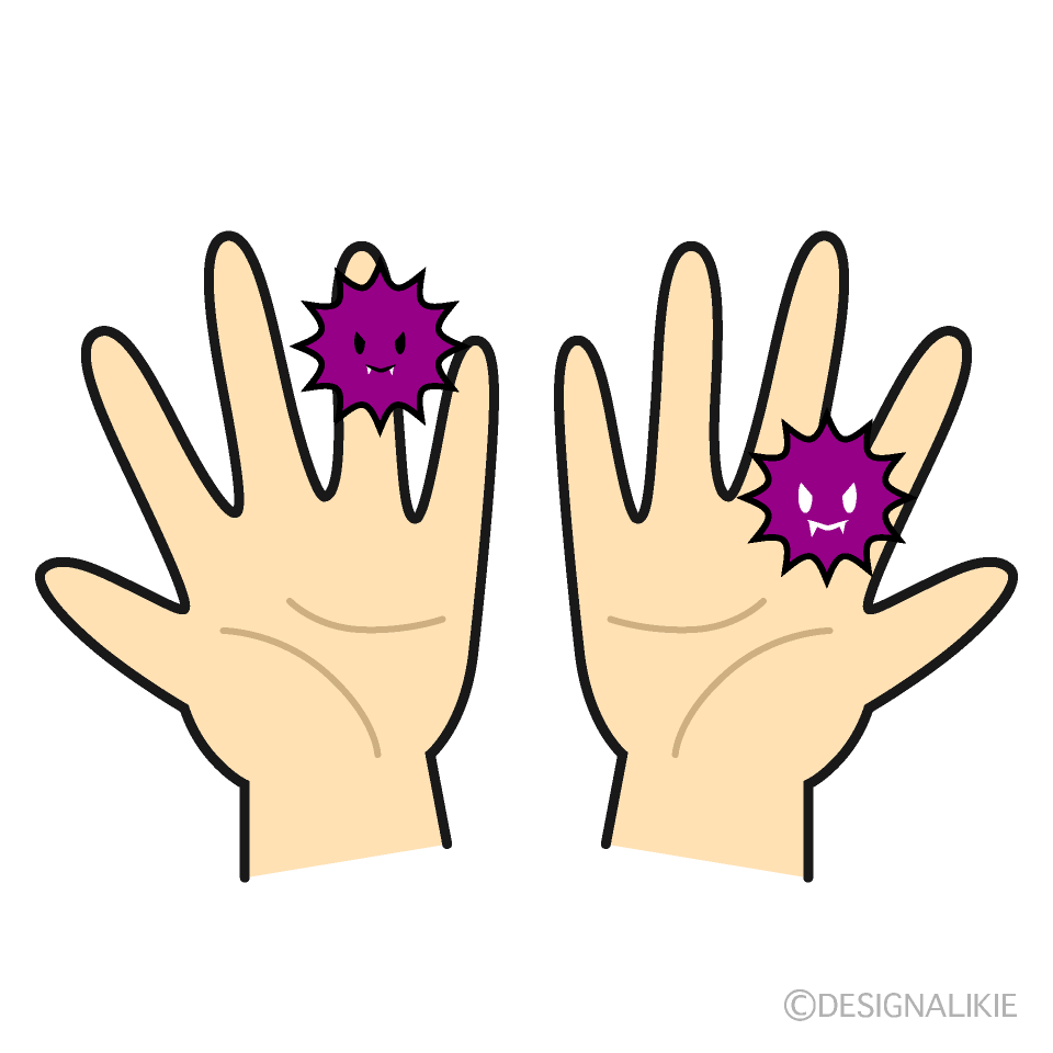手についた風邪菌の無料イラスト素材 イラストイメージ