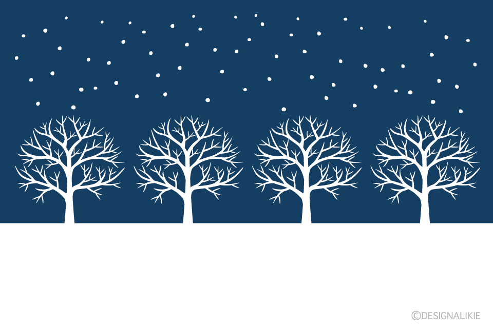 雪降る夜空の並木イラストのフリー素材 イラストイメージ
