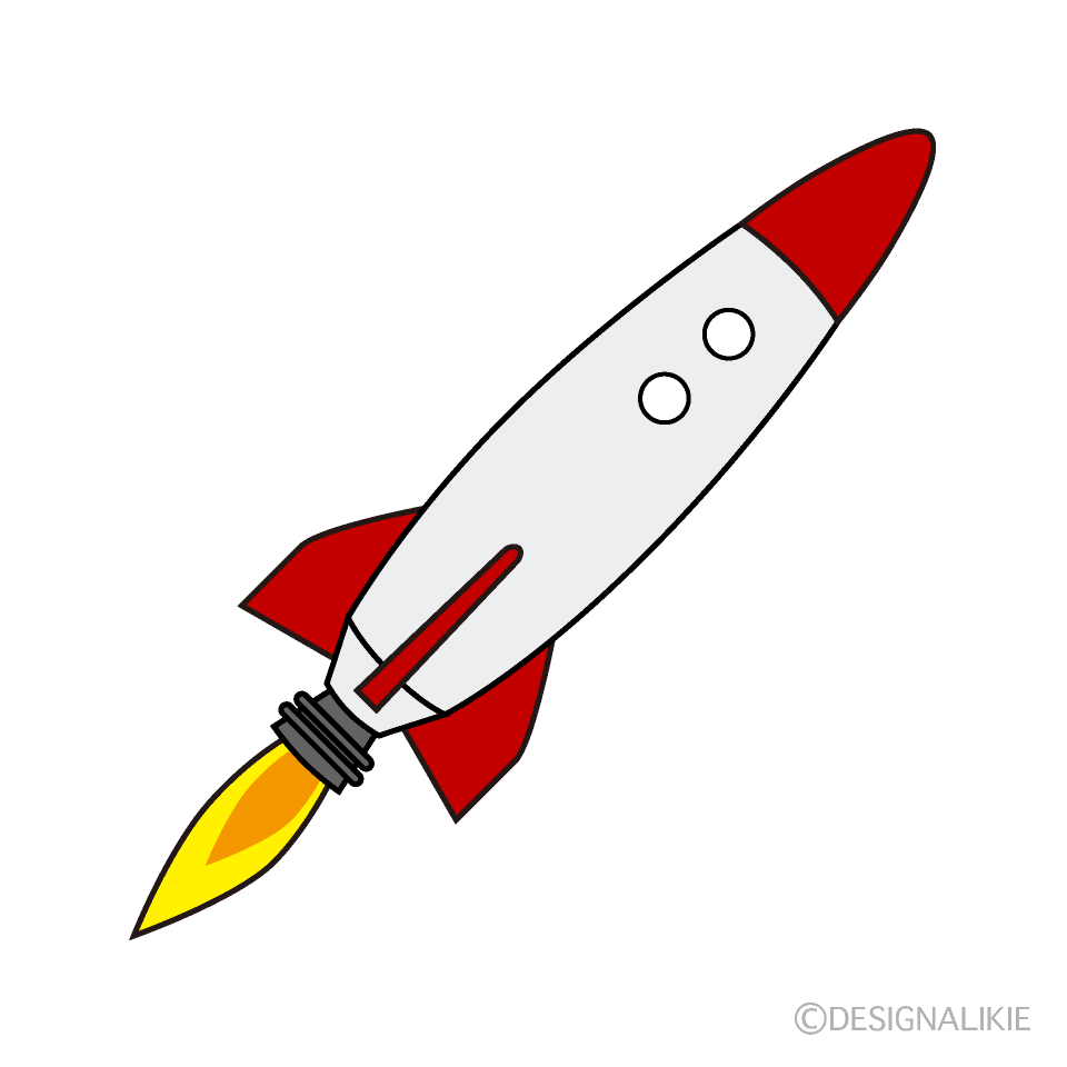 飛ぶロケットの無料イラスト素材 イラストイメージ